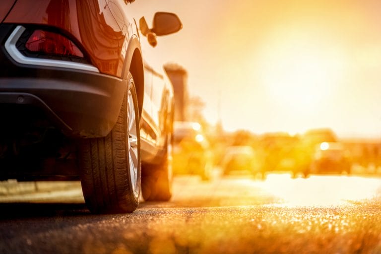 Car in the sun during the summer